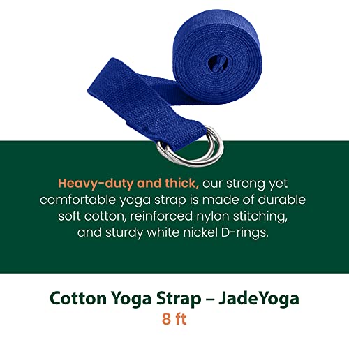 Jadeyoga 8-Foot Cotton Yoga Strap - Adjustable D-Ring Buckle For Yoga, Stretching, Pilates, & More - Durable Yoga Accessory - Ideal For Beginners To Expert Yogis - Available In Black, Blue & Purple #TOP3