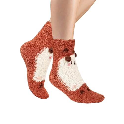 Image of Benefeet Sox Funny Animal Fuzzy Socks for Women Girls - Cute Fluffy Slippers, Cozy Warm Winter Plush Sleeping Socks
