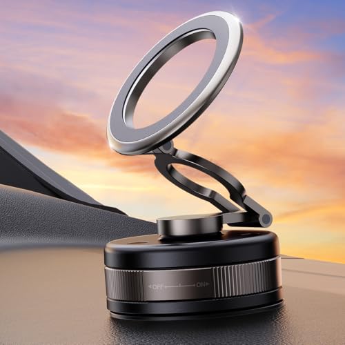 PKBD Vacuum Magnetic Phone Holder for Car 360 Adjustable&Retractable for Magnetic