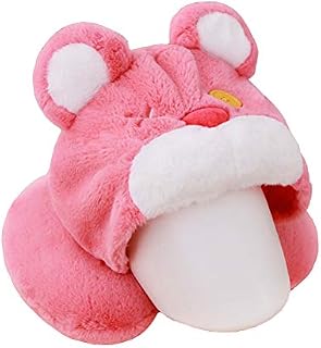 Cute multi-function neck pillow airplane travel U pillow hooded cartoon cute cute bear girl car siesta pillow (pink)