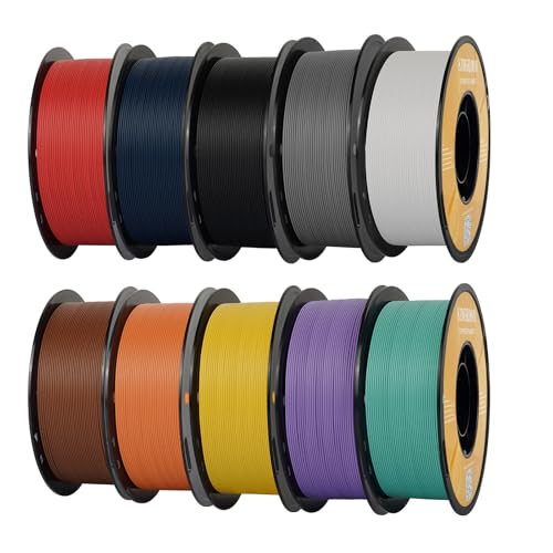 Kingroon Matte PLA Filament 1.75mm 3D Printer Filament Matte Filament 1kg Dimensional Accuracy +/- 0.02 mm (10 Rolls Mixed Colors)