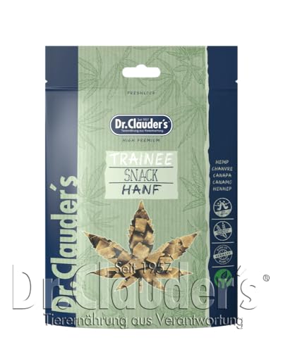 DR.CLAUDER'S - Trainee Snack Hanf | Ballastoffreiche Hanf Snacks mit Omega-3- und Omega-6, Vitaminen und Spurenelementen für Hunde und Katzen. Getreidefreie Leckerlis im Frischebeutel | 80g