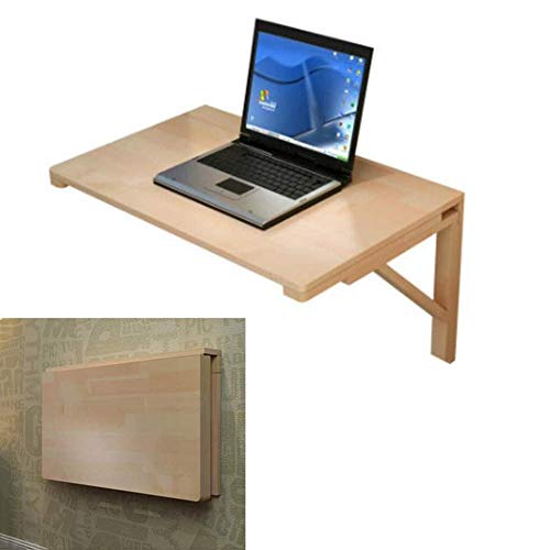Bureau à abattant pour petits espaces table pliante murale en bois naturel - 3