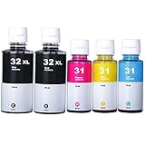 B-T Kompatibel Nachfüll Tintenflasche Ersatz für HP 32XL 1VV24AE 135ml HP 31 1VU26AE 1VU27AE 1VU28AE 70ml mit HP Smart Tank 455 457 510 513 516 519 HP Smart Tank Plus 555 570 655 559, 5 Flaschen