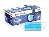Dealmed Procedure Face Masks with Ear Loops, Disposable, Blue, 50 count