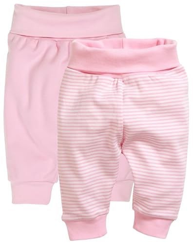 Playshoes Baby-Mädchen Sweat-Hose Jogginghose, Ringel Uni Rosa, 62 cm (2er Pack)
