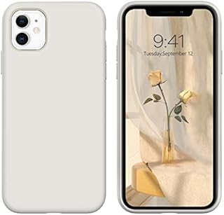 DOMAVER iPhone 11 Case Slim Liquid Silicone Lightweight Smooth Soft Gel Rubber Microfiber Lining Cushion Texture Cover Shockproof Protective Phone Cases for iPhone 11 6.1 Inch 2019, Stone