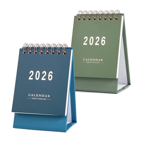 2 Piezas Mini Calendario De Sobremesa 2025 2026, Calendario de Bolsillo de Julio 2025 a Diciembre 2026, Pequeño Calendario Mensual de Escritorio, Planificador Año Académico para Casa Oficina Escuela