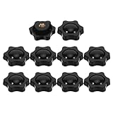 ABOOFAN 10pcs M8 Star-Shaped Screw-on Knurled Threaded Knobs with Brass Center Black Hex Nut Handles for Industrial Clamping and Machinery Maintenance