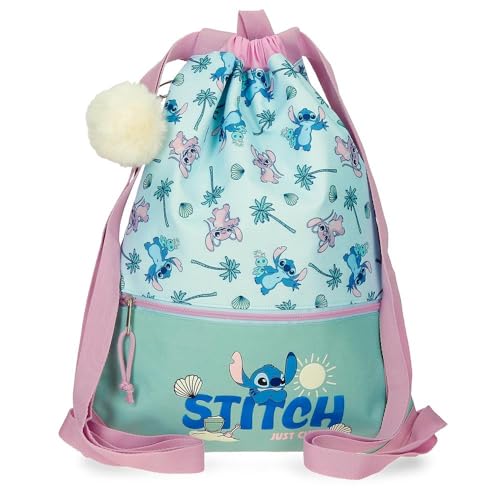 Disney Stitch Just Chill Mochila Saco Verde 35X46 cms Poliéster by Joumma Bags