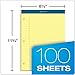 TOPS Double Docket Writing Tablet, 8-1/2 x 11-3/4 Inches, Perforated, 3-Hole Punched, Canary, Legal/Wide Rule, 100 Sheets per Pad, 6 Pads per Pack (63387)
