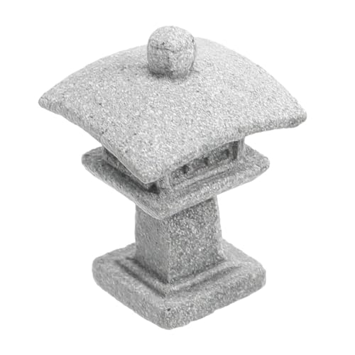 DECORNIJIA Mini Japanese Stone Lantern Statue, Small Zen Garden Ornament, Miniature Pagoda Model for Aquarium and Bonsai Landscape Decor, Single Mini Curved Square Lantern