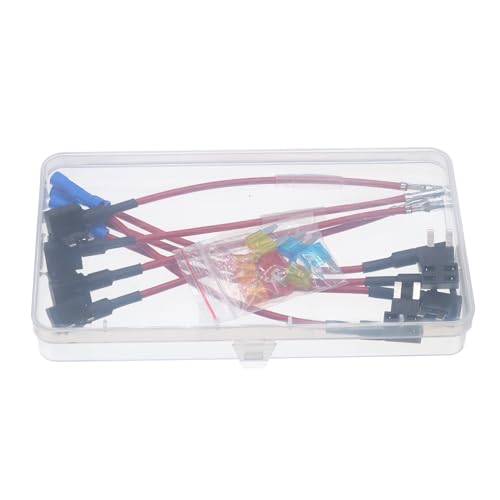 ALLECIN Mini Bezpiecznik Samochodowy Adapter Bezpiecznika 12V Dodaj Obwód Fuse Tap Piggy Back Uchwyt Bezpiecznika z Bezpiecznikami 5A 10A 15A 20A do Samochodów (Opakowanie 8 sztuk)