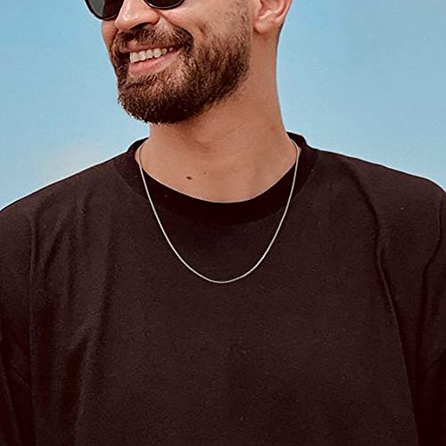 925 Sterling Silver Clasp Cable Box Chain for Men Women, 2mm/2.5mm/3mm Silver Chain for Men Women Silver Chain Necklace 16,18,20, 22, 24,26,30 Inch2