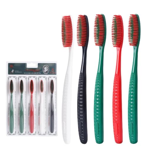 FWCXKK 5Pcs Long Head Soft Bristle Toothbrushes, 4 Colors