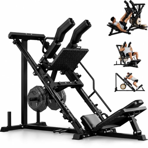 Image of 3-in-1 Leg Press Hack Squat Machine for Home Gym Strength Training | Leg Machine with Adjustable Backrest & Weight Storage, Lower Body Workout Equipment for Glutes, Quads & Hamstrings Stre
