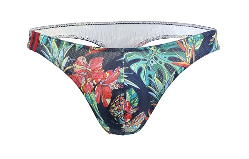 Maiclaice Homme élasthanne Tanga G-String Taille Basse Stretch Bikini lot Mini Slip Respirant Shorty sous-vêtement Bleu Saphir Grand