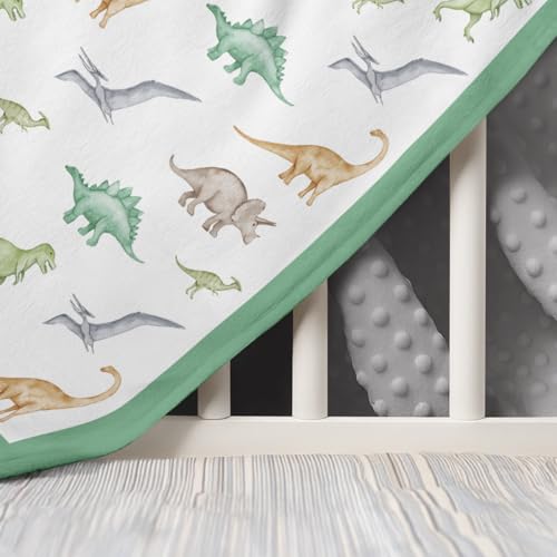 Image of SANDJEST Minky Blanket 2 Pack with Dotted Back 30 x 40 Inches, Gift for Christmas Birthday (Whale, Dinosaur)