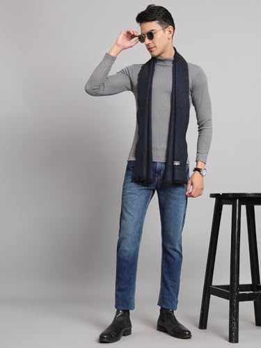 Image of Ravaiyaa - Attitude is everything Men's Geometric Pattern Casual Muffler Winter Wool Long Scarf 72 inchx14 inch Inch (Blue)