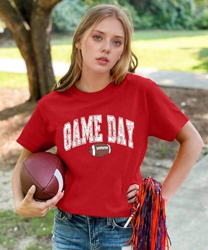 Football Shirts for Women Game Day Football Mom Tshirt Soccer Lover Bow Graphic Tee Shirt2