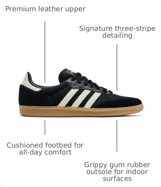 Image of adidas Originals Samba Mens Sneakers, Core Black /Cream White /Magic Beige, Size 5