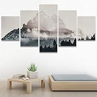 SIGNWIN 5 Panel Canvas Wall Art Mountainscape for Home Decorations Ready to Hang - 60