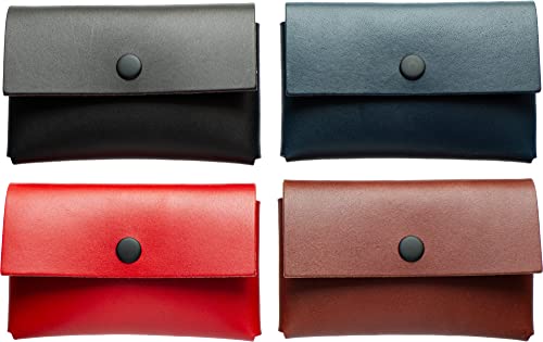 Minimalist Leather Business Credit Card Holder Front Pocket Wallet | Made in the USA | Premium Full Grain Vegetable Tanned Leather (English Bridle Navy Blue) - Image 6