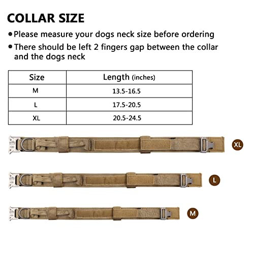 Image of Tactical Dog Collar,Adjustable Military Training Nylon Dog Collar with Control Handle for Medium and Large Dogs,with Patches and AirTags Case (XL, Brown)