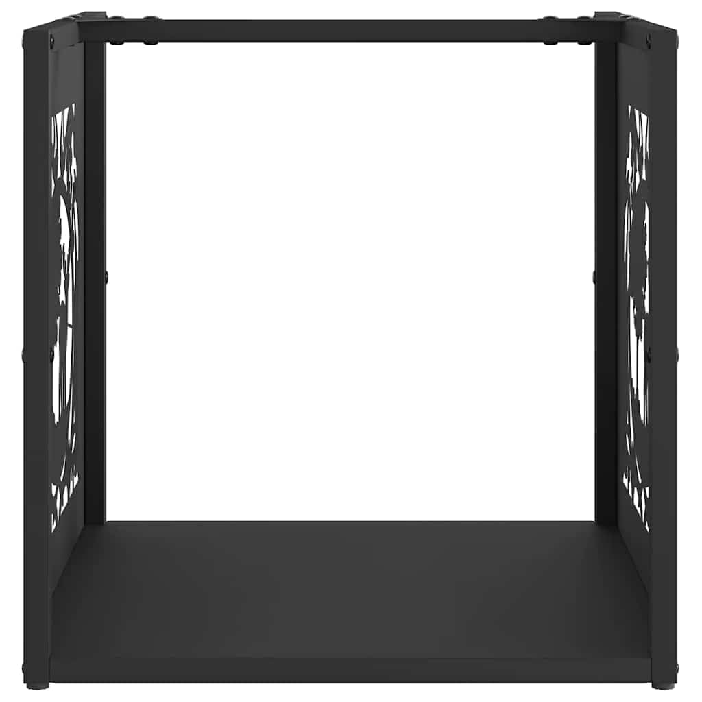 Estantería para leña de acero laminado en frío, color negro, 40 x 40 x 40 cm, cesta de madera de metal con soporte, 30 kg, para guardar leña en interiores