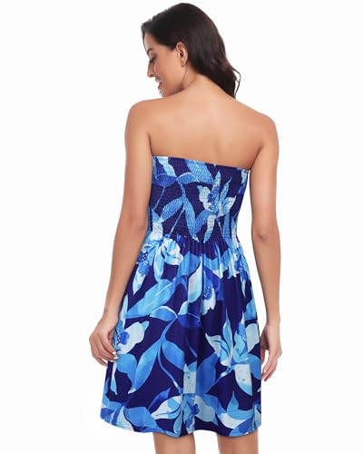 Image of Summer Dress for Women Beach Boho Strapless Cover Ups Off Shoulder Floral Sundresses