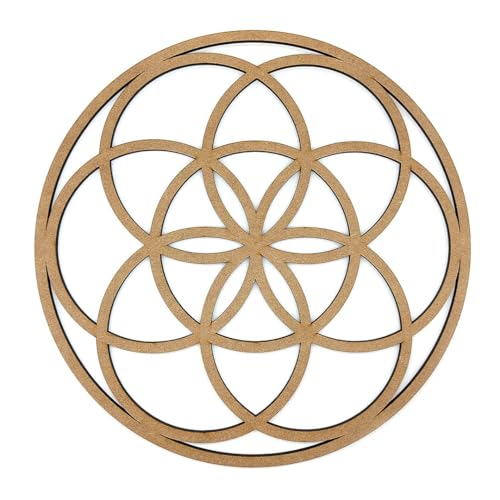 EVYRE | Cuadro Semilla De La Vida Mandala Madera | 40cm | Madera Sostenible | Cuadro Decorativo Geometría Sagrada para El Hogar | Cuadro Decoración Pared Salón | Regalos Esotericos Y Espirituales