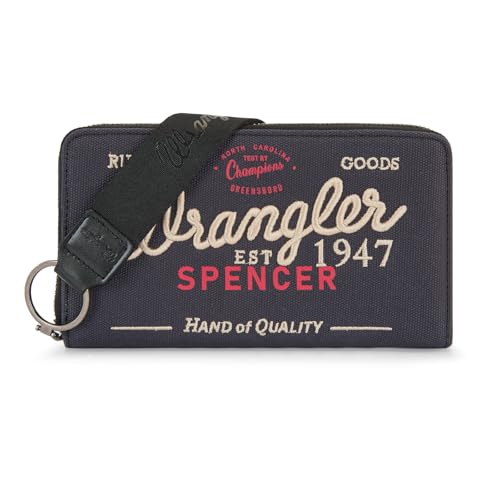 Image of Montana West X Wrangler Wristlet Wallets for Women Classic Retro Wallet Purse Bifold Credit Card Wallets for Women Oversized Logo Clutch Wristlet WG136-W006BK