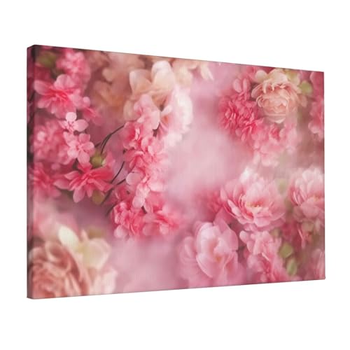 Toile murale fleurs roses deco salon moderne et chambre coucher 30x45