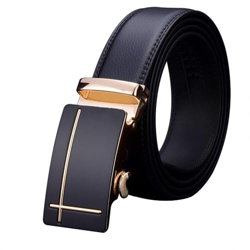Men's Real Genuine Leather Ratchet Dress Belt, Automatic Buckle, Elegant Gift Box