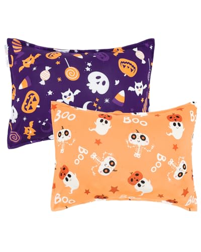 Image of ALVABABY Toddler Pillowcases Stretchy Soft Kids Pillow Cover 2 Pack Fit 13 inchx 18 inch or 12 inchx16 inch Envelope for Girl Boy Sleepy Travel Halloween 2TPE35A