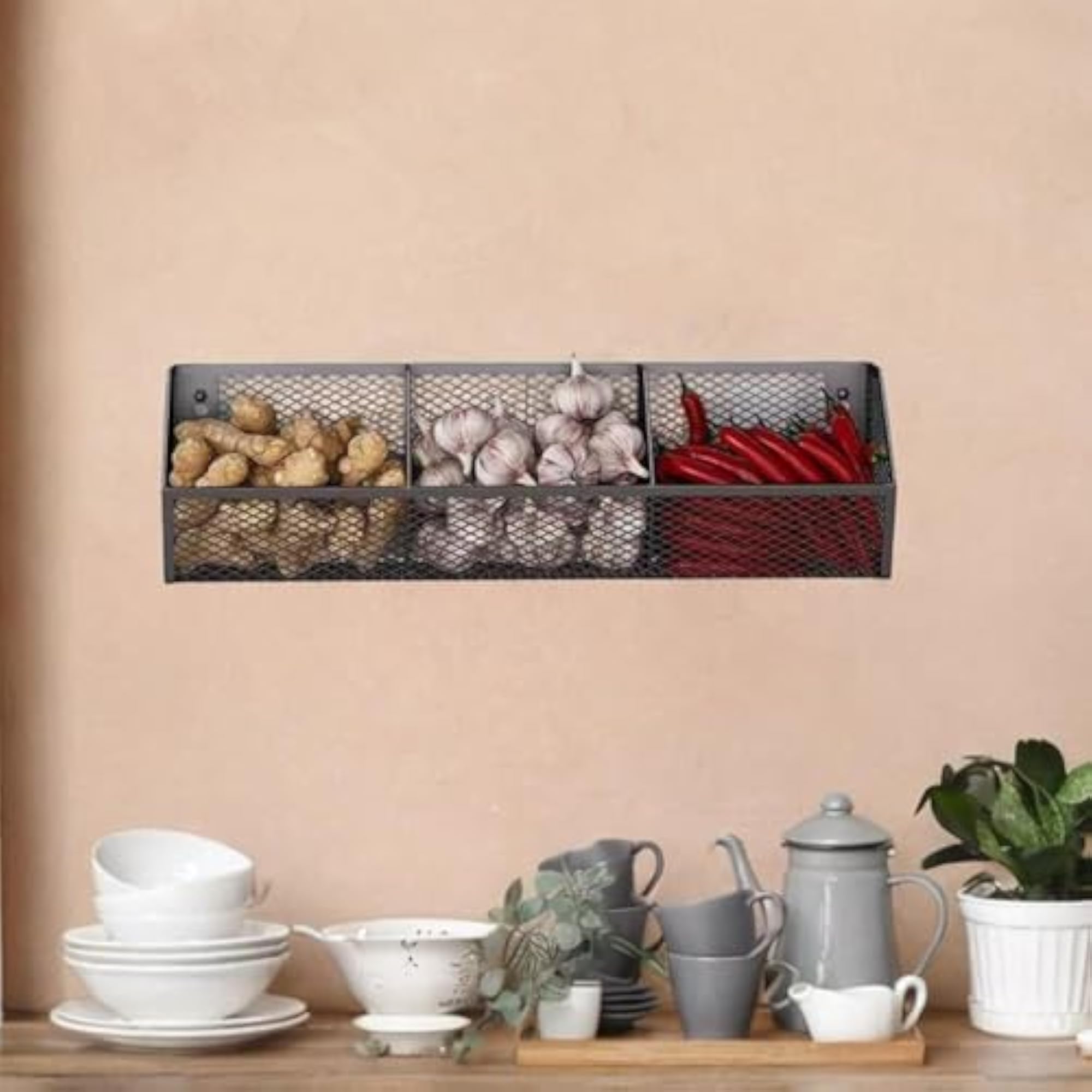 Wall Hanging Basket, Black Multiuse Decor for Living Room