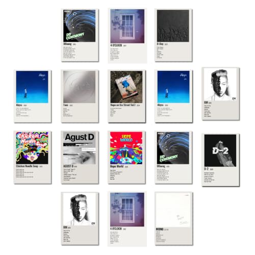 Image of Bangtan Posters | Bangtan Song Posters Pack of 18 (14.8 x 10.5 cm) 300 GSM | Minimalist Poster Set | Aesthetic Room Decor | Pinterest Wall Posters | Aesthetic Wall Collage Kit | Bangtan Photocards |