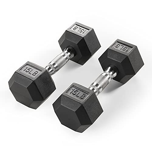 Marcy Inspire Rubber Hex dumbbellÂ  - 15 lb, sold as pair