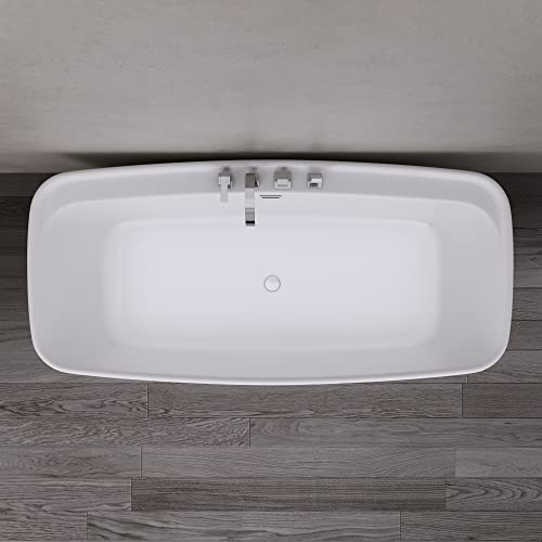 doporro Freistehende Design-Badewanne rechteckig Vicenza612 170x80x58cm inkl. Ablaufgarnitur und Überlauf aus Acryl in Weiß und DIN-Anschlüssen