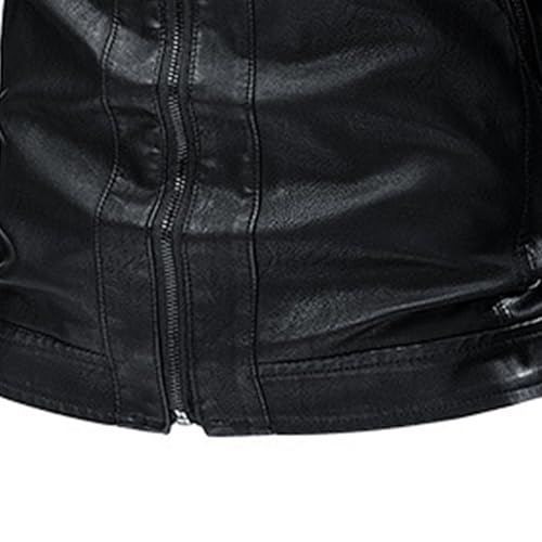 JEShifangjiusu Men'S Stand Collar Bomber Faux Leather Jacket Casual Slim Fit Pu Motorcycle Jacket Lightweight Leather Jacket3