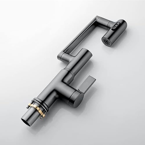 Lefton Rotatable Bathroom Faucet with Temperature Display (Batteries-Free), 3 Water Modes, Dark Grey, BF2204-2 - Thumbnail 3