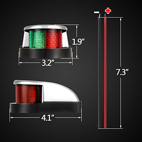 Partsam Boat Marine Led Navigation Lights Lamps 12 Led, Red And Green Led Front Boat Bow Stern Light For Small Boat Pontoon Yacht Skeeter #TOP5