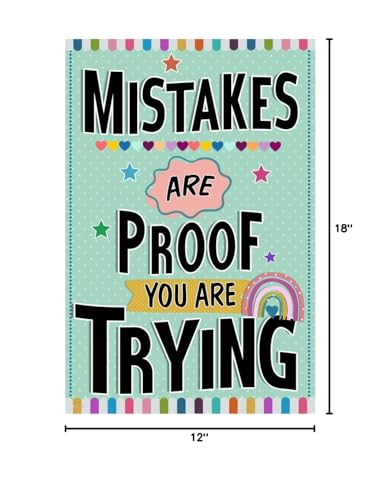 Image of Growth Mindset Mistakes Poster For Classroom Motivational Math Class Rules Oh Happy Day Decor Cool Wall Art Print Poster 12x18