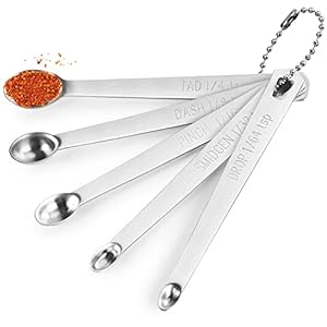 5 Pcs Mini Measuring Spoons Set, Stainless Steel Small Measuring Spoons Tad 1/4 tsp, Dash 1/8 tsp, Pinch 1/16 tsp, Smidgen 1/32 tsp, Drop 1/64 tsp for Home Kitchen Baking Cooking Gifts