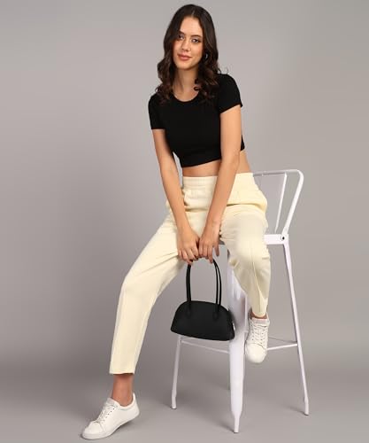 Image of Alan Jones Clothing Womens Mid Rise Stretch Straight Trousers | Straight Fit With Pin Tucks | Side Pockets | Concealed Drawstring Waist