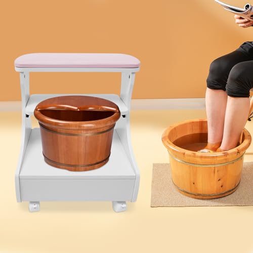 Taburete de Spa para Pies con Ruedas y Cajón miniatura 2
