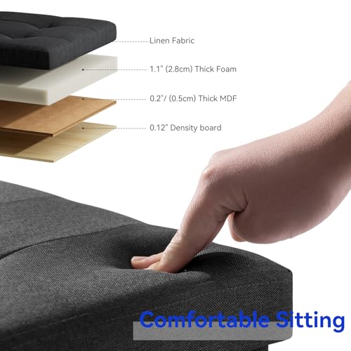Image of BRIAN & DANY 30 Inches Folding Storage Ottoman Bench, Ottoman with Storage Bench for Bedroom, Living Room, Entryway, Foot Rest with Legs, Black
