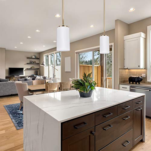 Image of Generation Lighting 6124601-848 Alturas One - Light Mini Pendant Hanging Modern Fixture, Satin Brass, 100 Total Watts, 7.188 Inch Height, 3.5 Inch Diameter, Steel Construction