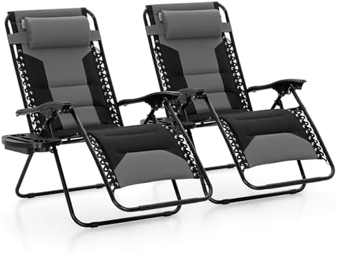 MAISON ARTS Oversized Zero Gravity Chairs Set of 2, Folding Padde...