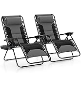 MAISON ARTS Oversized Zero Gravity Chairs Set of 2, Folding Padded Recliner Anti Gravity Lounge C...